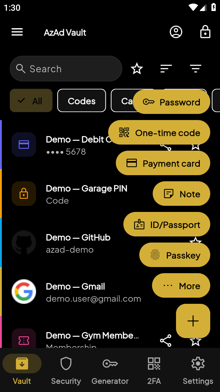 Quick add speed dial for new items