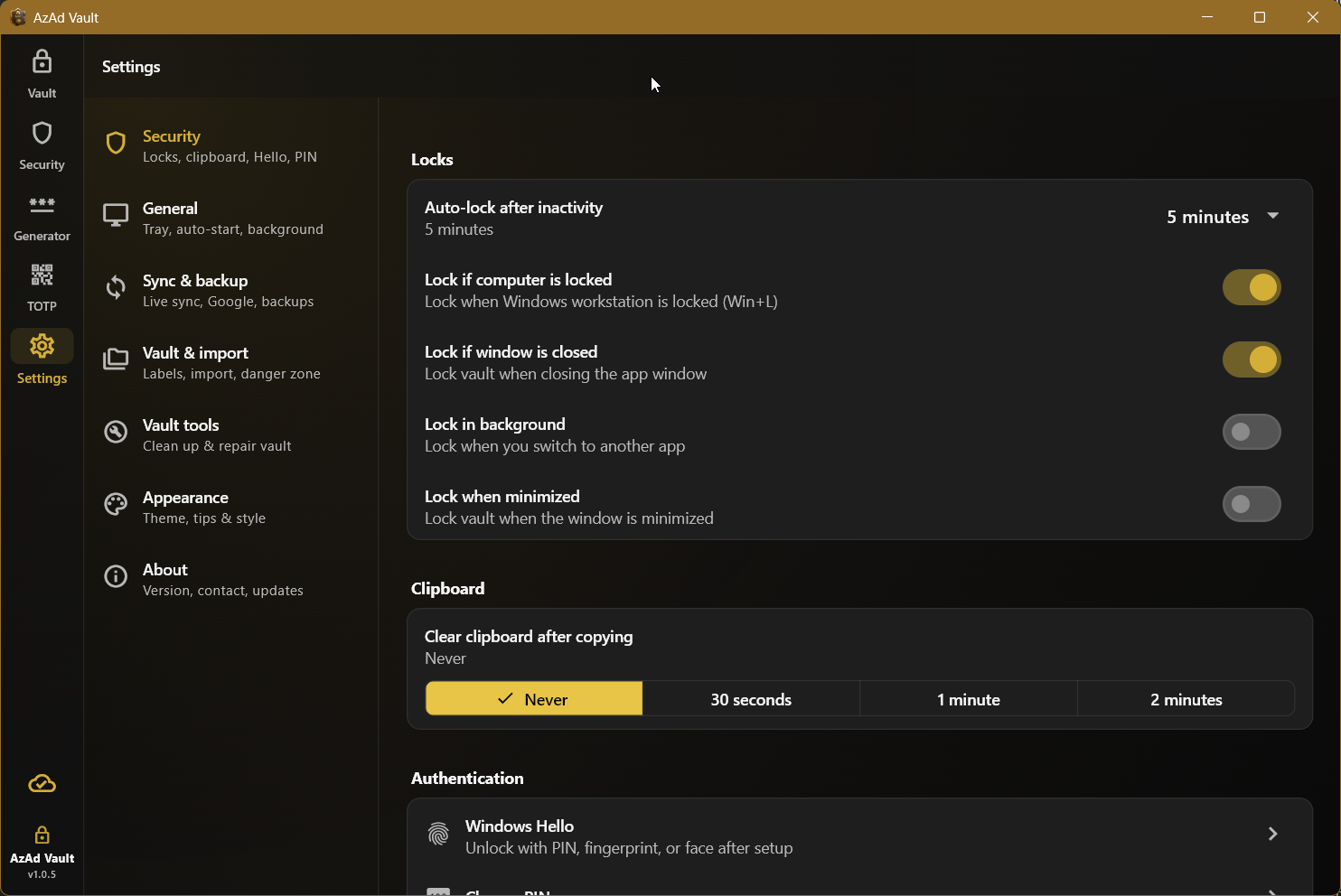 Settings — Appearance